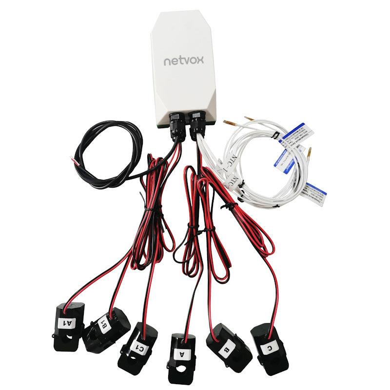 R900NAB – Capteur de courant LoRaWAN 6 CT + 4 NTC + sortie digitale + (option) capteur de lumière – Netvox