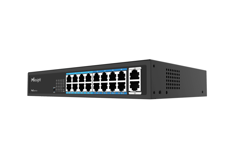 MS-S0216-GL – Switch PoE non manageable 16 ports FE + 2 uplinks Gigabit – Milesight
