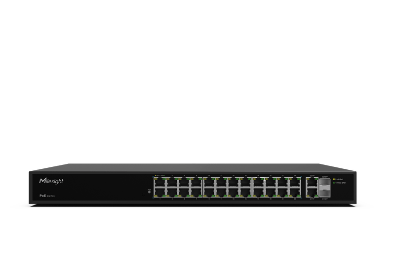 MS-S0424-GF – Switch PoE non manageable 24 ports FE + 2 RJ45 Gigabit + 2 SFP – Milesight