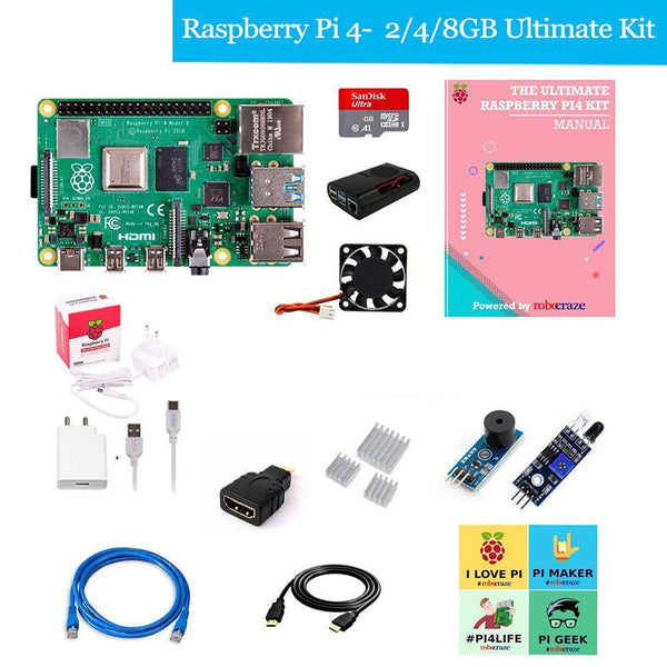 Raspberry Pi 4 2/4/8 Go – Kit Complet (Boîtier, Alimentation, Câble Ethernet, SD)nual